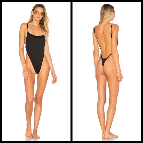 💕MINIMALE ANIMALE💕 Oasis Thong Suit One-Piece Swimsuit Dead Seas Black XL NWT - Picture 5 of 12